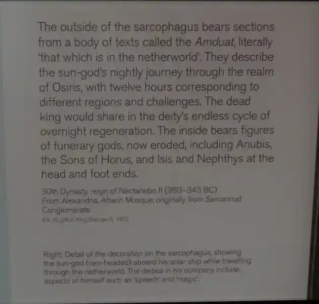 Djed and Tyet on the upper margin of the sarcophagus of Nectanebo II